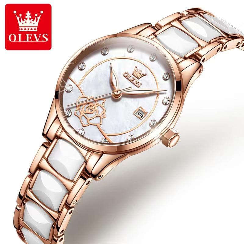 Olevs 3606 Fashion Diamond Ceramic Quartz Waterproof Watch For Ladies Wrist Watch